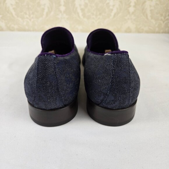 Robert Graham PRINCE Denim Slip On Loafers Purple Edging Size 11.5 Narrow Fit - Picture 5 of 14